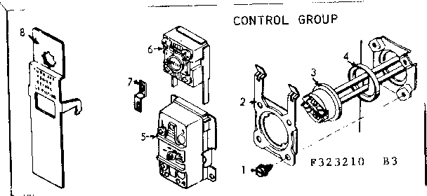 Control Group Diagram and Parts List for 183323410  Kenmore Water Heater