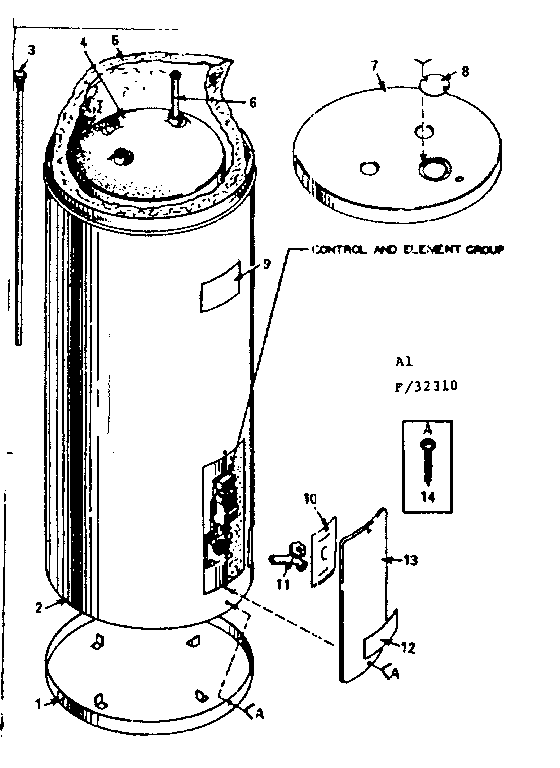 Replacement Parts Diagram and Parts List for 18332310  Kenmore Water Heater