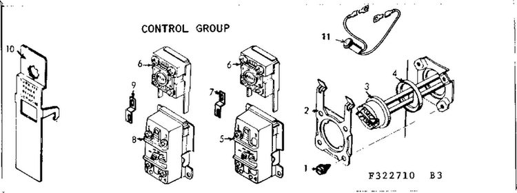 Control Group Diagram and Parts List for 183322910  Kenmore Water Heater