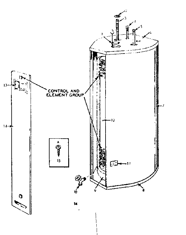 Replacement Parts Diagram and Parts List for 183329310  Kenmore Water Heater