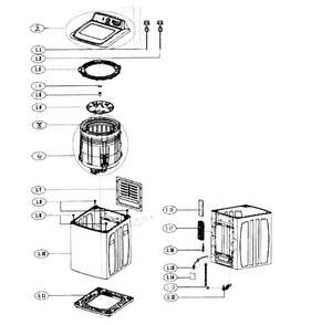 Cabinet Diagram and Parts List for HLTW600AXW  Haier Washer