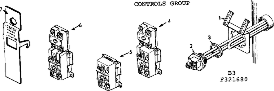 Controls Group Diagram and Parts List for 183321980  Kenmore Water Heater