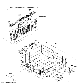 Lower rack assembly Diagram and Parts List for QDP555SBN3TS  Haier Dishwasher
