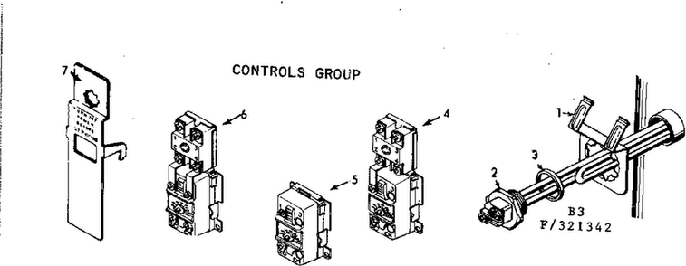 Controls Group Diagram and Parts List for 183321342  Kenmore Water Heater