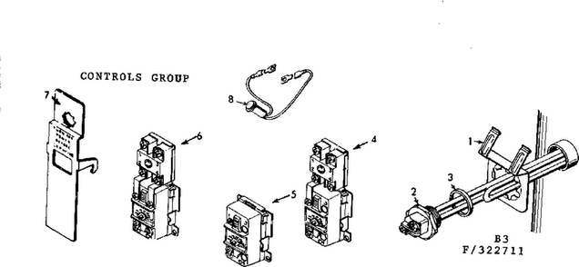 Controls Group Diagram and Parts List for 183322811  Kenmore Water Heater