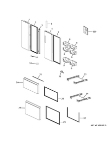 Doors Diagram and Parts List for QJS15HYRBFS  Haier Refrigerator