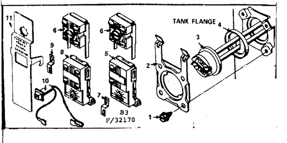 Tank Flange Diagram and Parts List for 18332220  Kenmore Water Heater