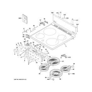 Control Panel & Cooktop Diagram and Parts List for QAS740RM3SS  Haier Range