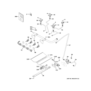 Gas & Burner Parts Diagram and Parts List for QGAS740RM3SS  General Electric Range