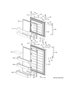 Doors Diagram and Parts List for HRT18RCWB1  General Electric Refrigerator
