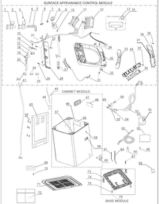 Main Asy Diagram and Parts List for HLPW028AXW  Haier Washer