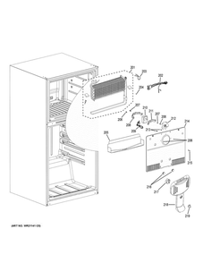 Freezer Section Diagram and Parts List for HRT18RCWB1  General Electric Refrigerator