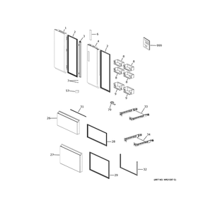 Doors 2 Diagram and Parts List for QJS15HYRCFS  Haier Refrigerator