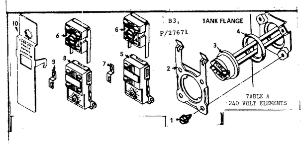 Tank Flange Diagram and Parts List for 183327770  Kenmore Water Heater