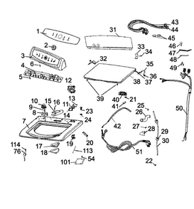 Control Panel Diagram and Parts List for GWT460AW  Haier Washer