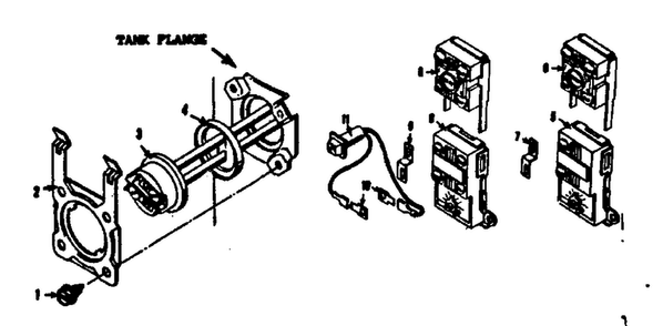 Tank Flange Diagram and Parts List for 18332421  Kenmore Water Heater