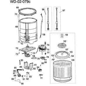 Tub Asy Diagram and Parts List for GWT460AW  Haier Washer