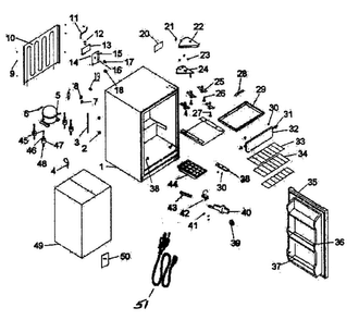 Cabinet Parts Diagram and Parts List for 18393972  Kenmore Refrigerator