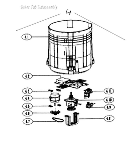 Outer Tub Assy Diagram and Parts List for HLTW600AXW  Haier Washer