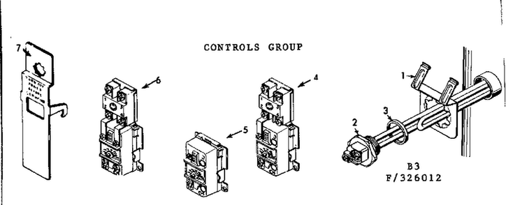 Controls Group Diagram and Parts List for 183326012  Kenmore Water Heater