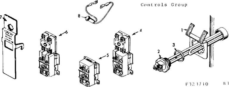 Controls Group Diagram and Parts List for 183328210  Kenmore Water Heater