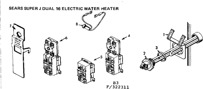Controls Diagram and Parts List for 183322311  Kenmore Water Heater