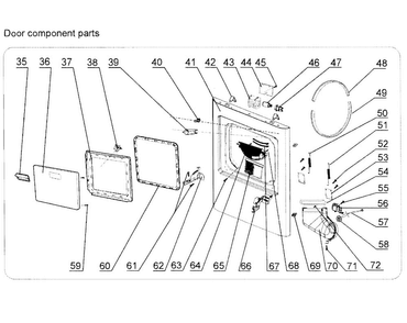 Door Assy Diagram and Parts List for HLTD500AGW  Haier Dryer