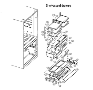 Shelves/drawers Diagram and Parts List for PBFS21EDAS  Haier Refrigerator