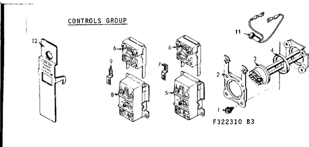 Controls Group Diagram and Parts List for 183322510  Kenmore Water Heater