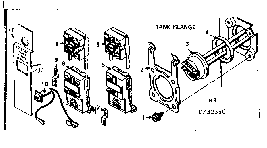Tank Flange Diagram and Parts List for 18332840  Kenmore Water Heater