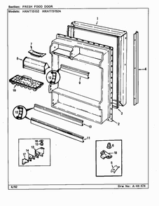 Freezer Door Diagram and Parts List for HRT18R1AWB  Haier Refrigerator