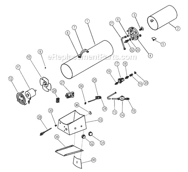 Page A Diagram and Parts List for HS170FAVT  Heatstar Construction Heater