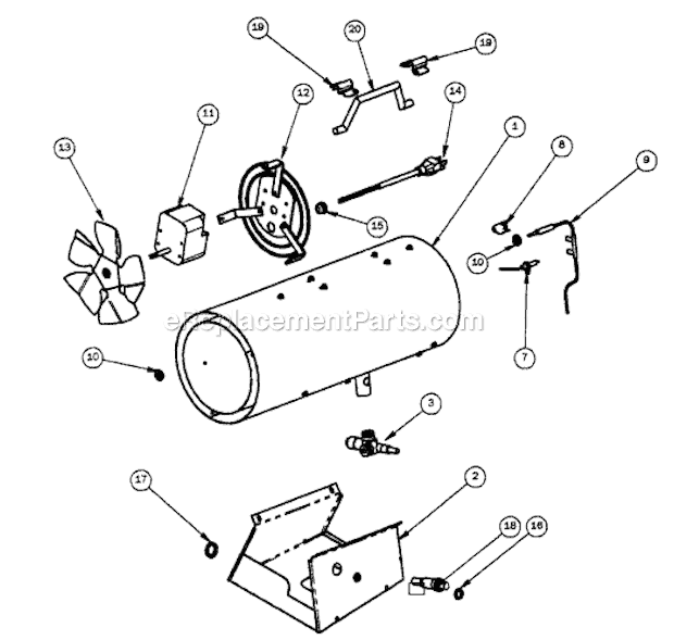 Page A Diagram and Parts List for HS35FA  Heatstar Construction Heater