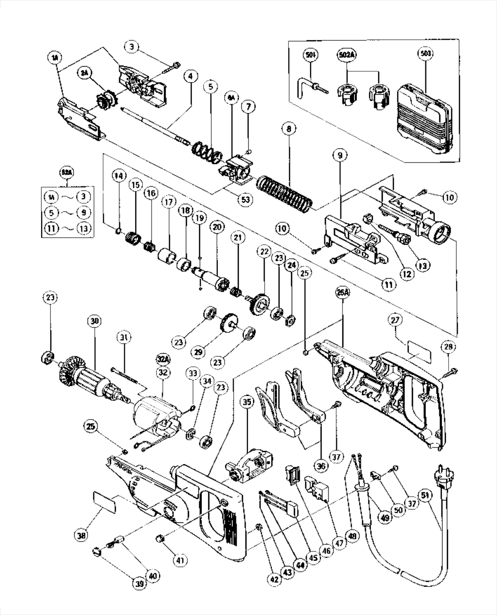 Page 1 Diagram and Parts List for W4YF  Hitachi Screwdriver