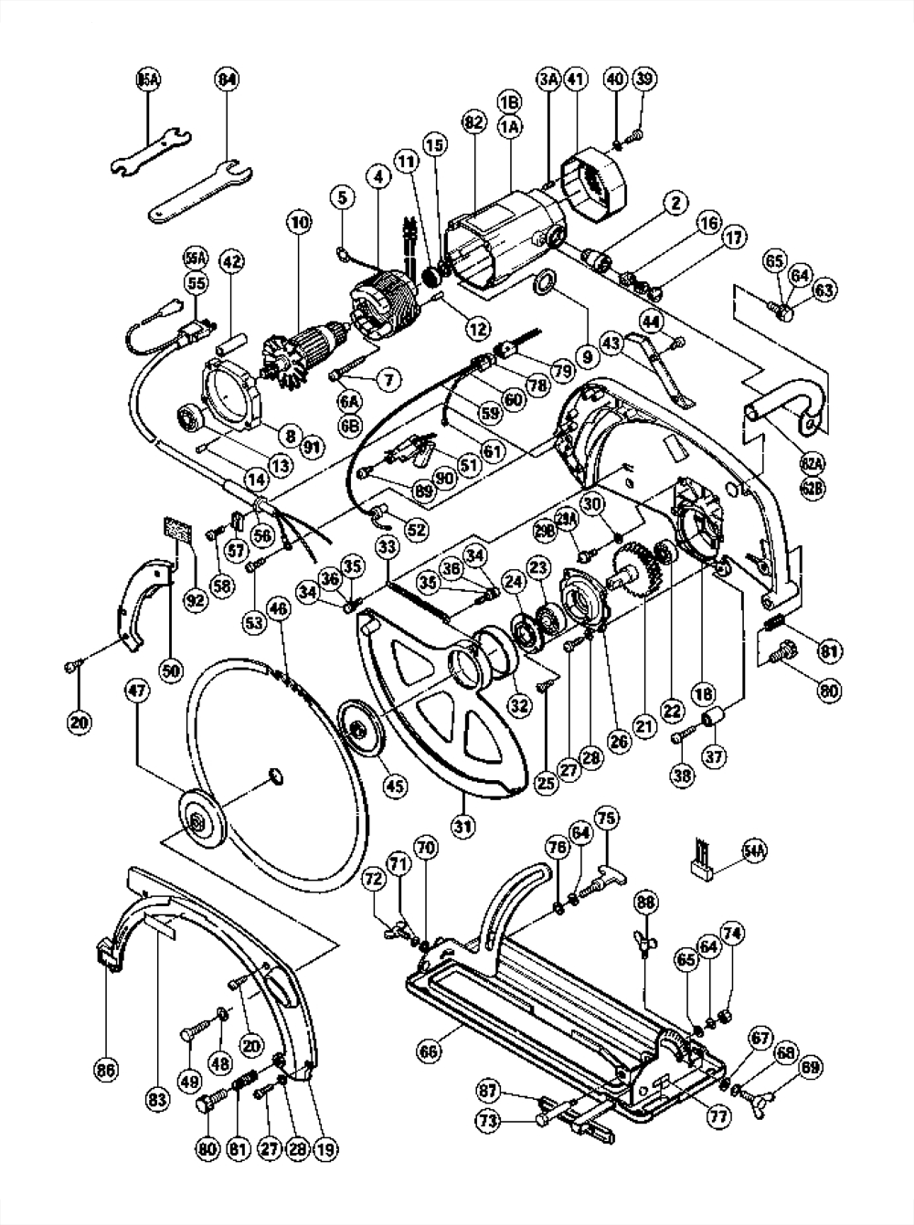 Page 1 Diagram and Parts List for PS15A  Hitachi Saw
