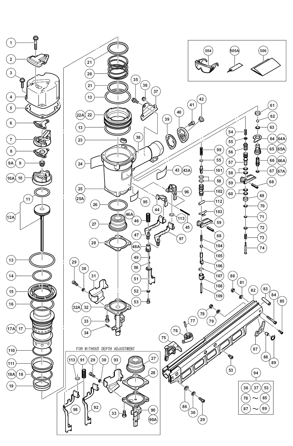 Page 1 Diagram and Parts List for NR83A2(Y)  Hitachi Nailer