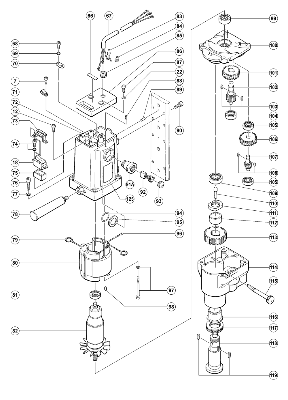 Page 1 Diagram and Parts List for BM25  Hitachi Drill Press