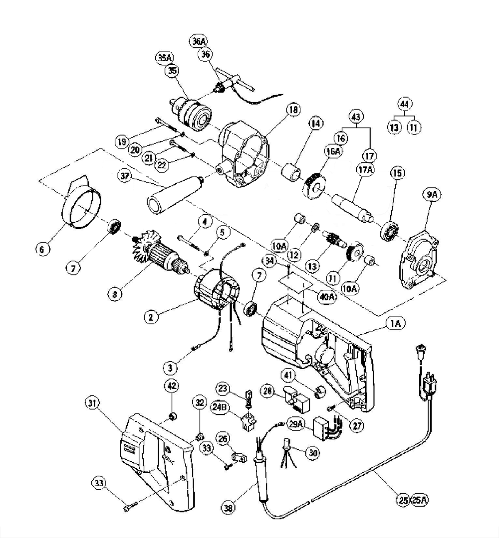 Page 1 Diagram and Parts List for D-10C  Hitachi Drill Press