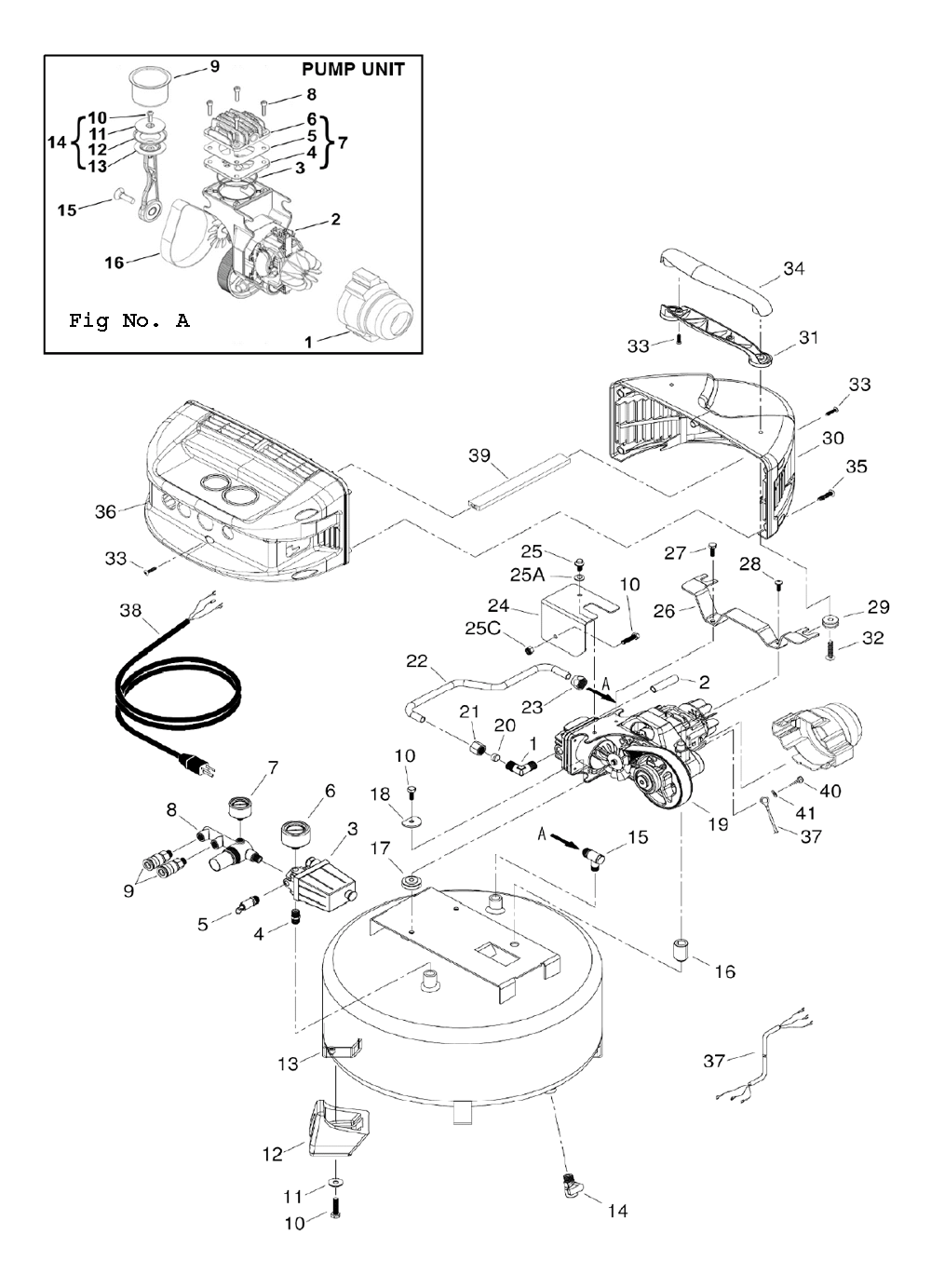 Page 1 Diagram and Parts List for EC510KIT  Hitachi Compressor