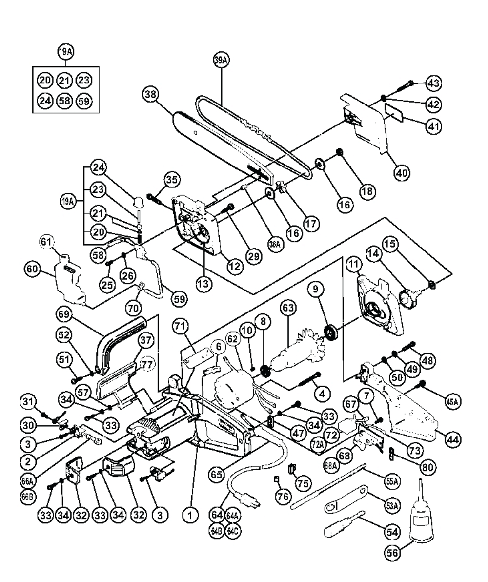 Page 1 Diagram and Parts List for CS350A  Hitachi Saw