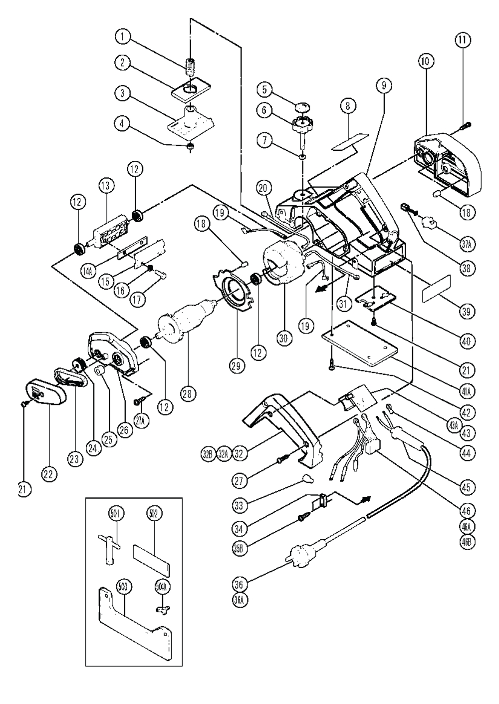 Page 1 Diagram and Parts List for FP20SA  Hitachi Planer Jointer