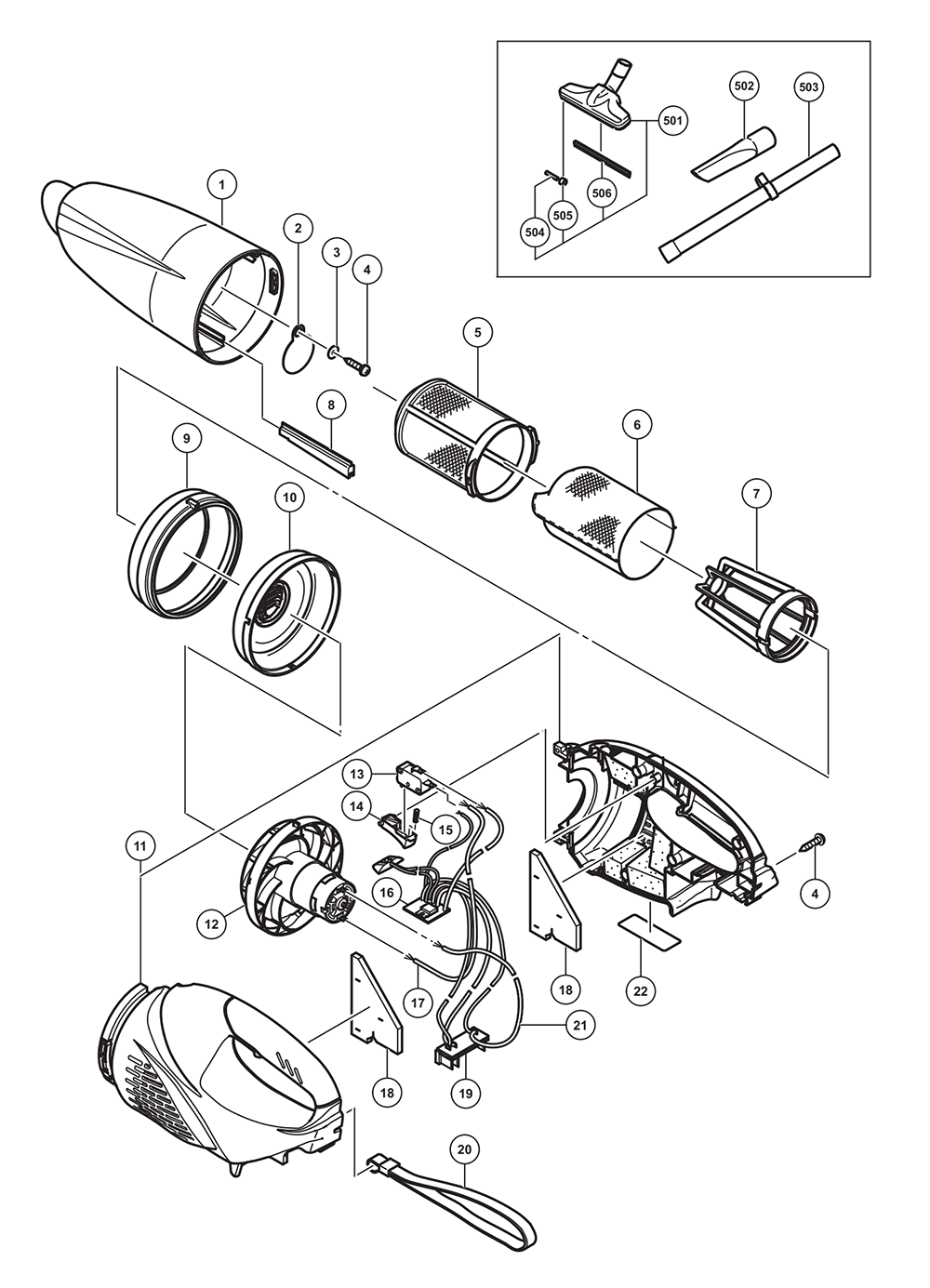 Page 1 Diagram and Parts List for R18DSAL  Hitachi Leaf Blower / Vacuum