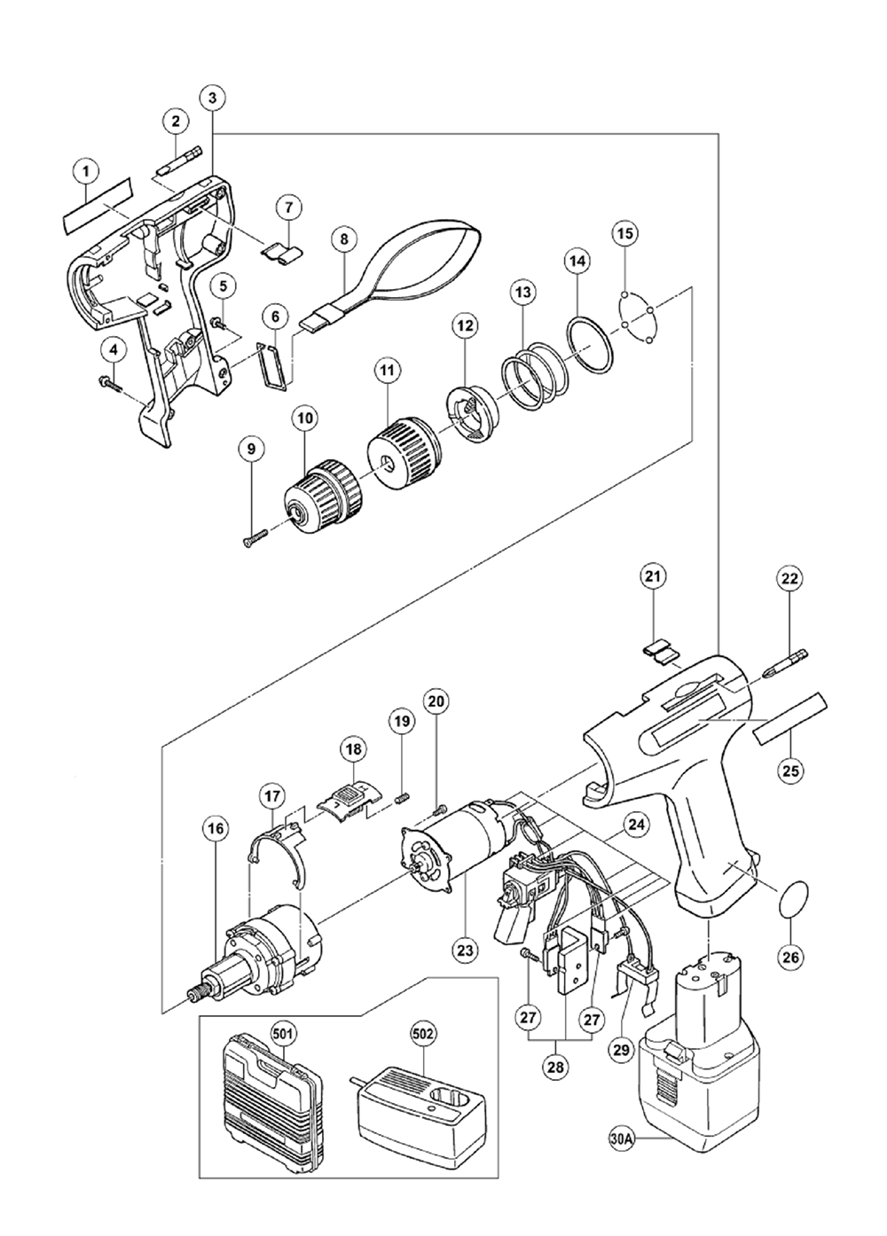 Page 1 Diagram and Parts List for FDS7DV  Hitachi Drill Press