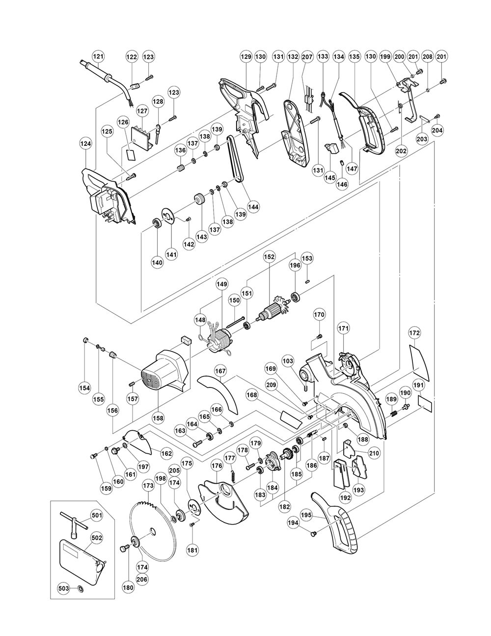 Page 1 Diagram and Parts List for C10FSBE2  Hitachi Saw