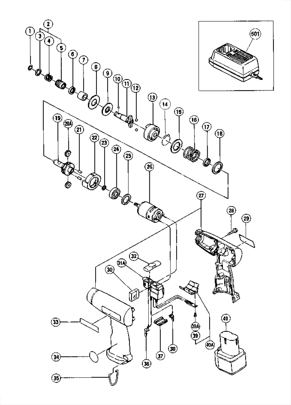 Page 1 Diagram and Parts List for WH6DC  Hitachi Wrench