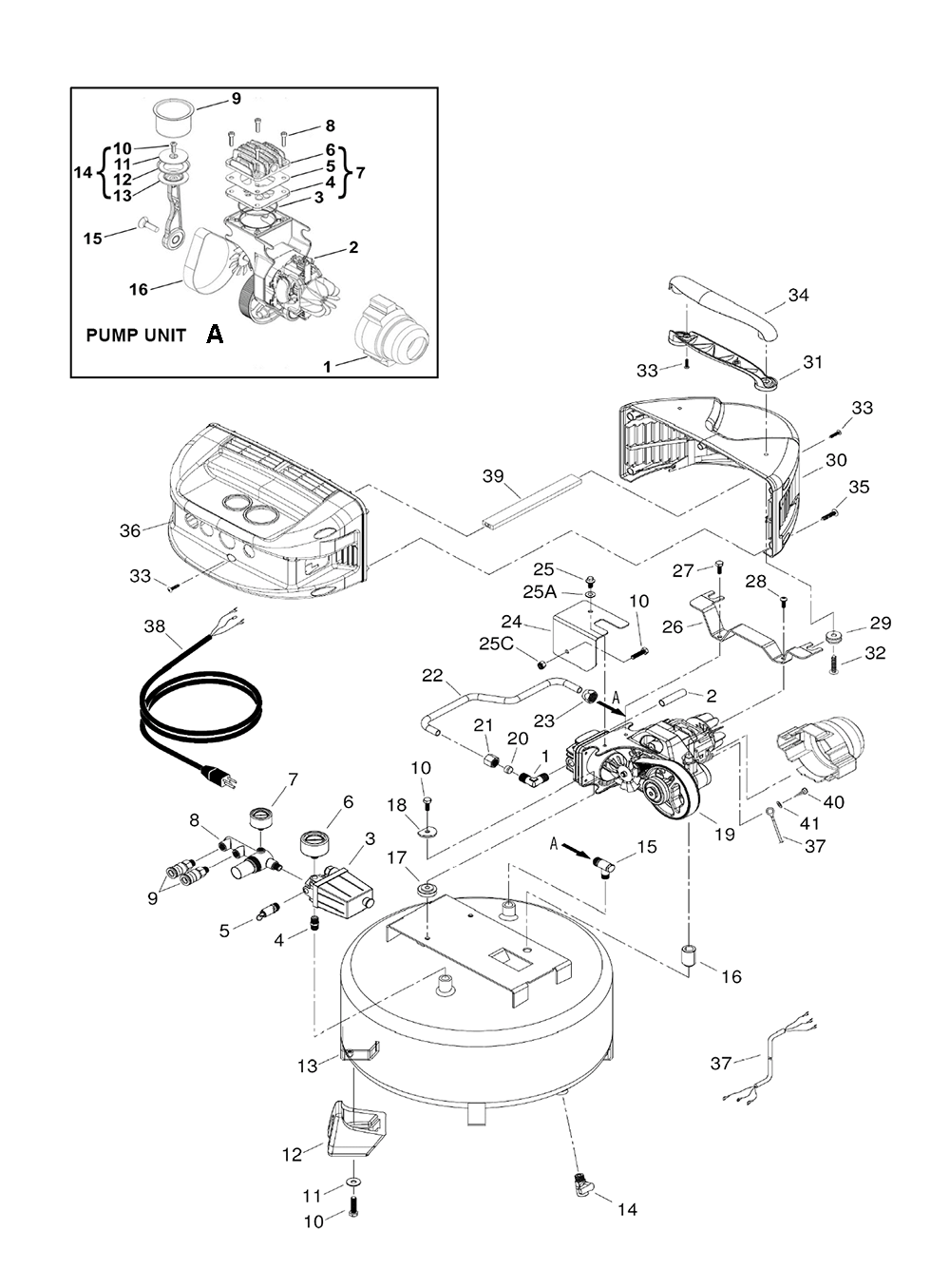 Page 1 Diagram and Parts List for EC510E2  Hitachi Compressor