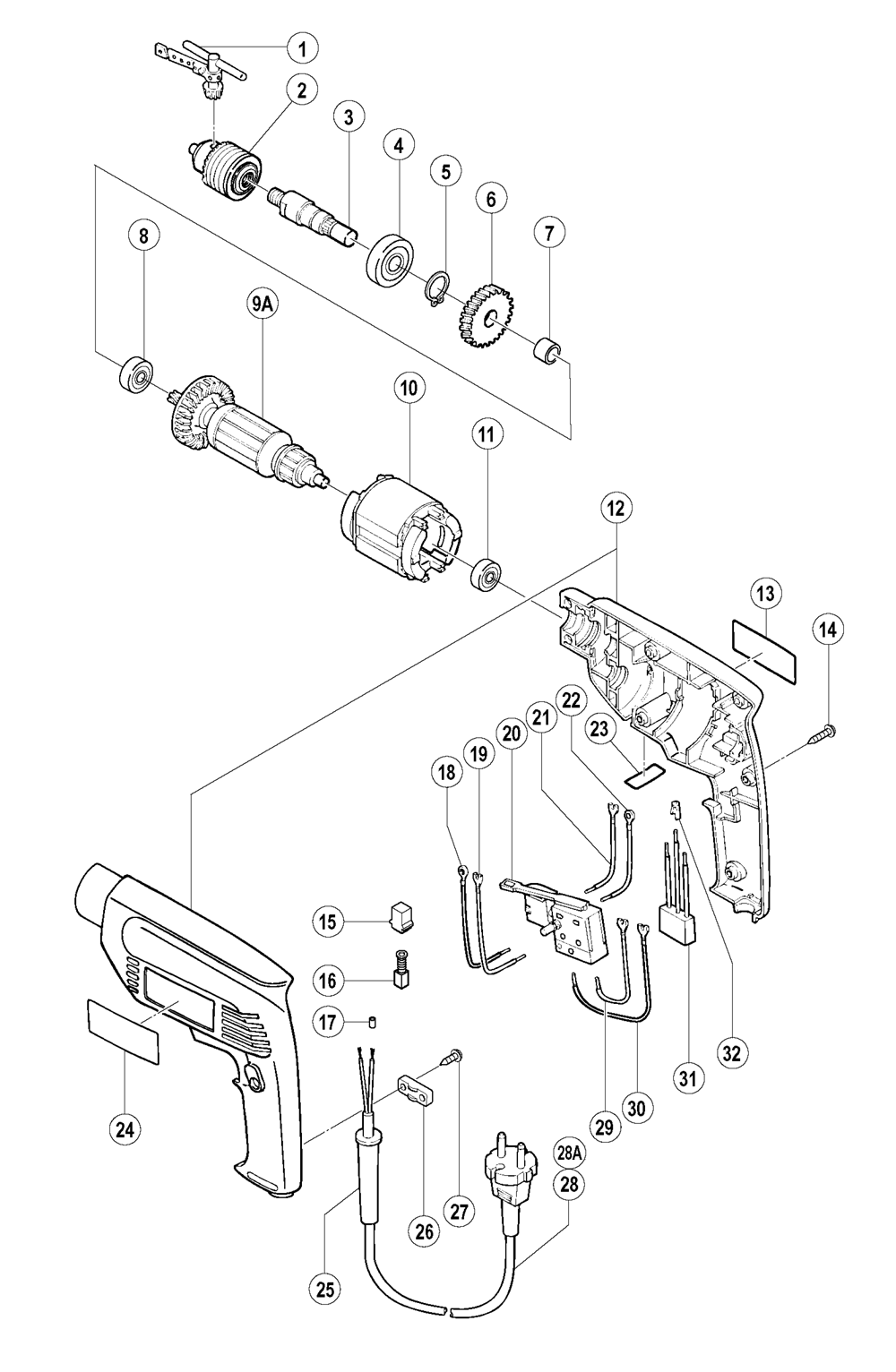 Page 1 Diagram and Parts List for FD10VB  Hitachi Drill Press