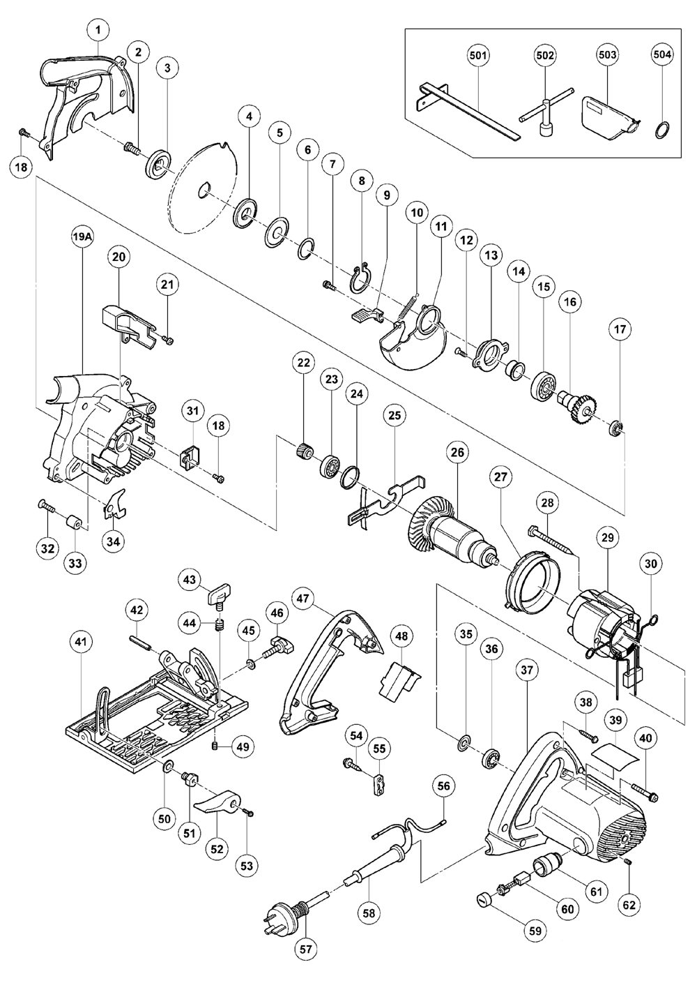 Page 1 Diagram and Parts List for C5YC  Hitachi Saw