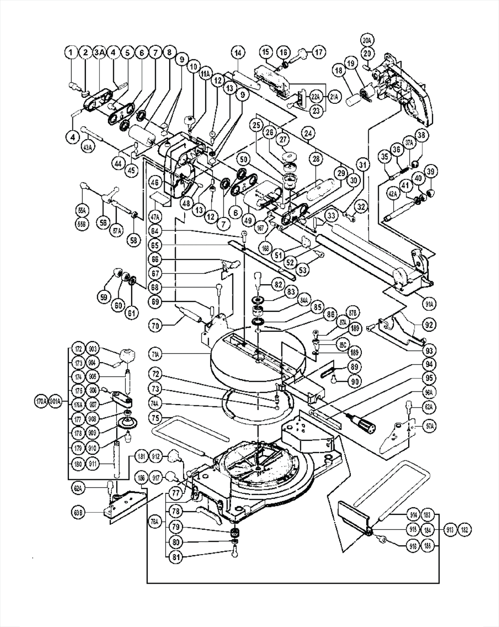 Page 1 Diagram and Parts List for C8FS  Hitachi Saw