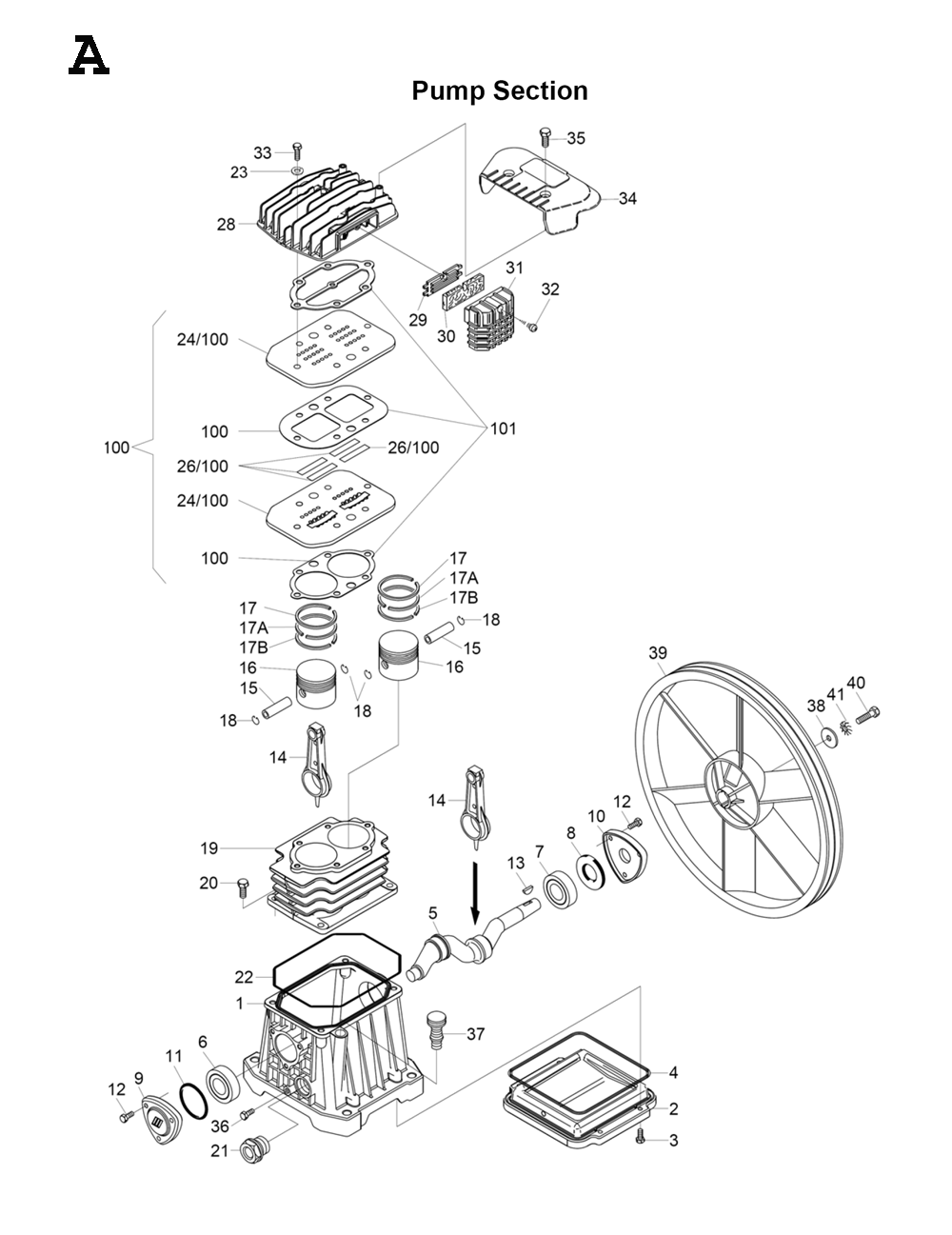 Page 1 Diagram and Parts List for EC2510EE2  Hitachi Compressor